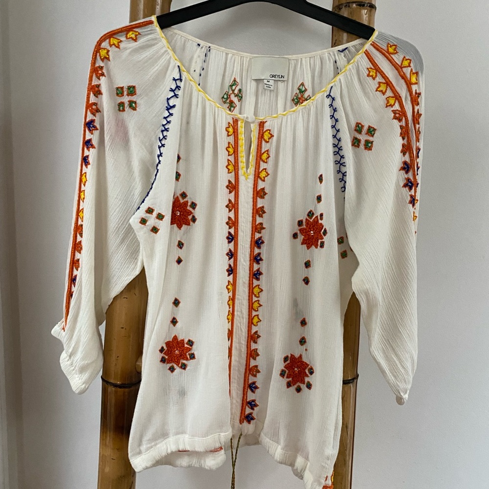 Anthropologie Greylin blouse with embroideries.